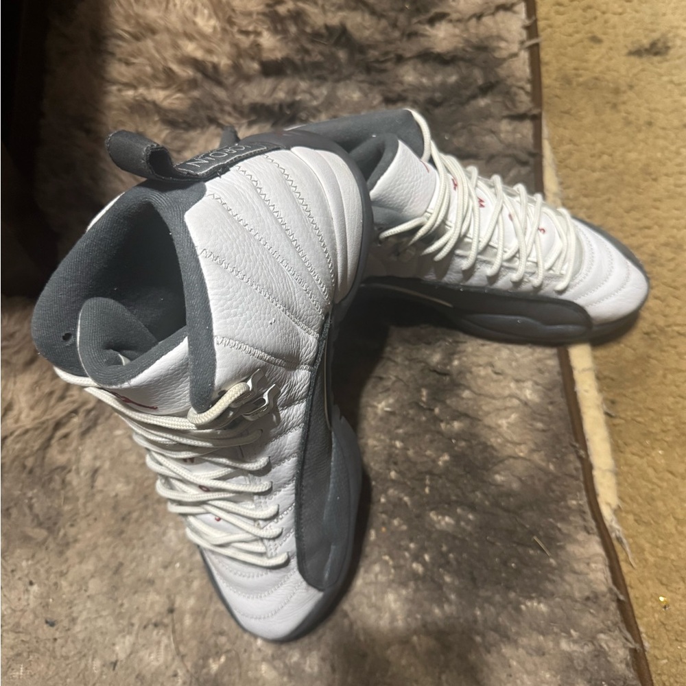 Jordan 12  White and Black High-Top Sneakers